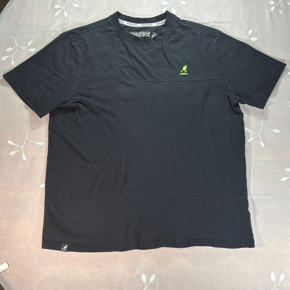 Kangol Men's Black Geometric Design Tee T-shirt Large 100% Cotton